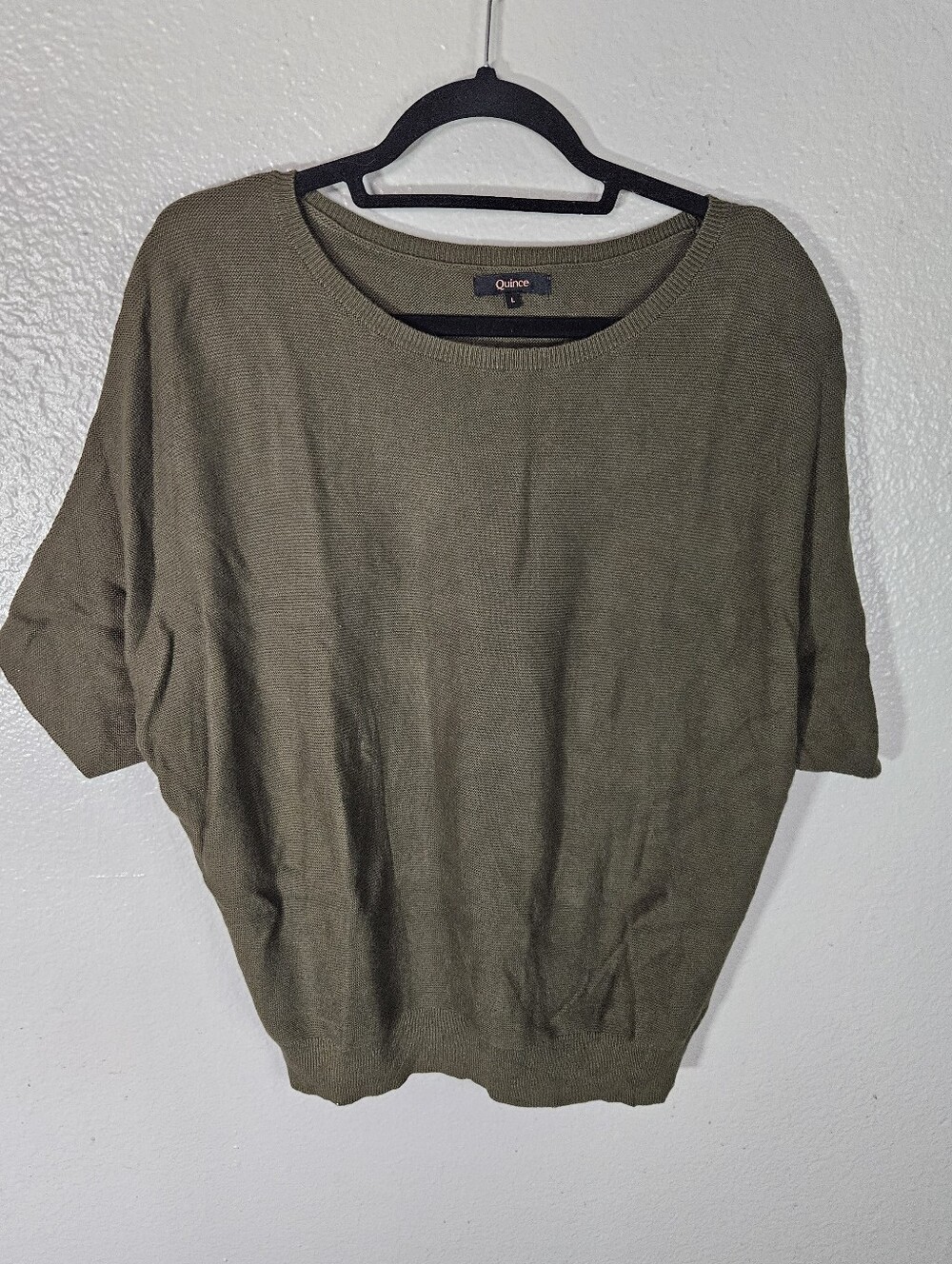 Quince Lightweight Cotton Cashmere Link-Stitch Dolman Sweater Size L - Picture 2 of 11